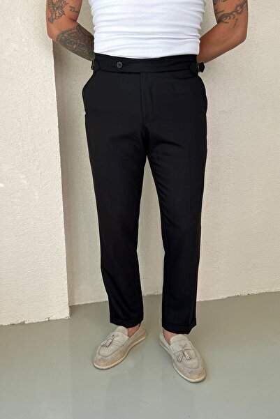 OUTFİT MAN Italian Cut Slim Trousers Black