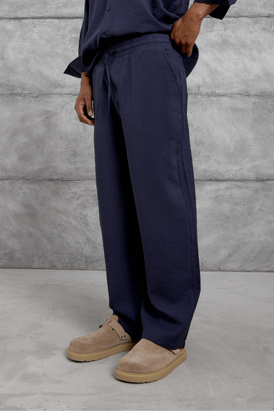 NOMARC Men's Trousers Modal Fabric Bottom Navy Blue Oversize Baggy