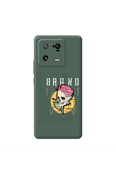 Other Xiaomi 13 Pro Skull Roses Dark Green Colored Silicone TPU Θήκη