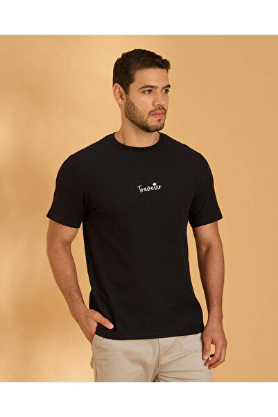 REDTAG تي شيرت رجالي أسود مطبوع