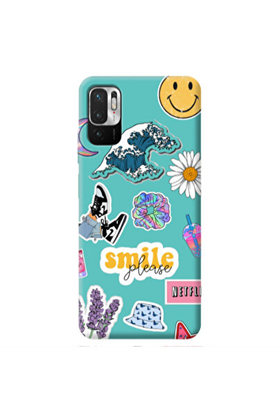 Other Xiaomi Redmi Note 10 Pro 5G Smile Moon Turquoise Colored Silicone TPU Θήκη