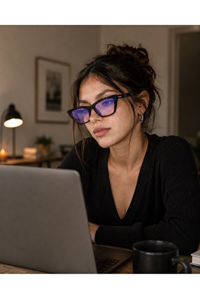 TAKIPORT Unisex Geometric Cat Eye Black Frame Blue Light Protective Computer ...