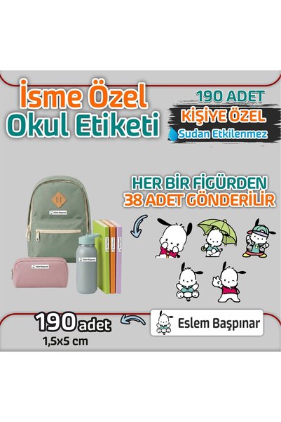 Kapbirhediye Okul Etiketi Isme Özel Kalem Defter Etiketi Sevimli Köpek Temalı 190 Adet