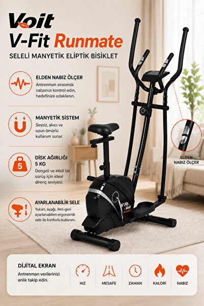 Voit V-Fit By Runmate Seleli Manyetik Eliptik Bisiklet | Sessiz Çalışan, Elde...