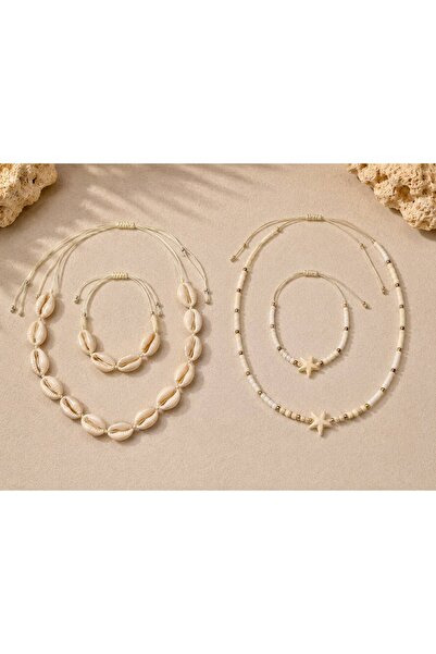 Set 2 Coliere și 2 Brățări Boho Beach cu Stele de Mare și Scoici – Bijuterii ...