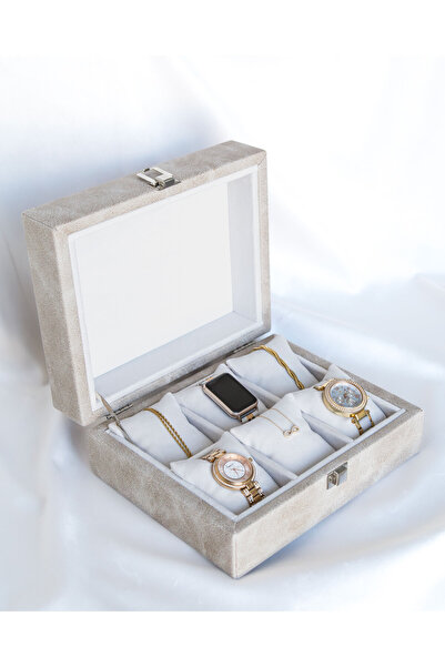 Shansora Design 6-Piece Premium Nubuck Beige Watch Box, Custom Production, Ha...