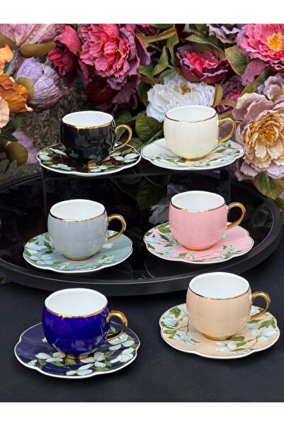 Ulus Home 6-Person Porcelain Acar Juniper Coffee Cup Set