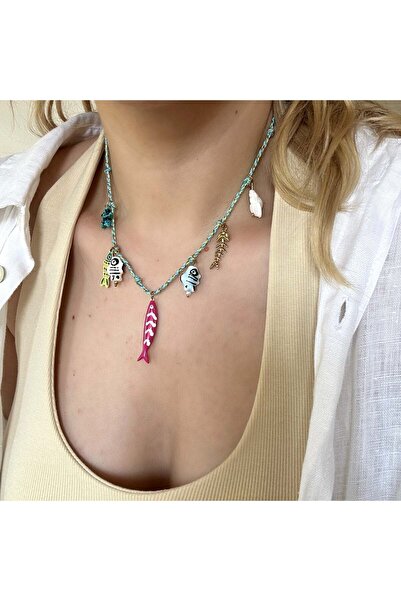 Alice İsstanbul Steel Pink Fish Charm Necklace