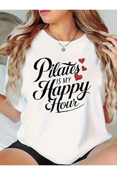 STITCHLY Women's Pilates Workout Tee "Pilates Is My Happy Hour" Short Sleeve ...