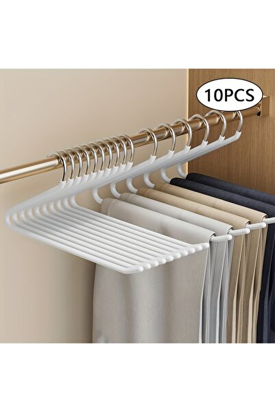 Choice 10pcs WHITE 10pcs Space-saving Goose Z-shaped Pants Hanger Durable Met...