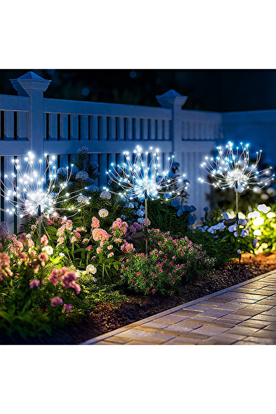 Choice7 1pcs White Outdoor LED Solar Firework Lights Waterproof Garden Stake ...