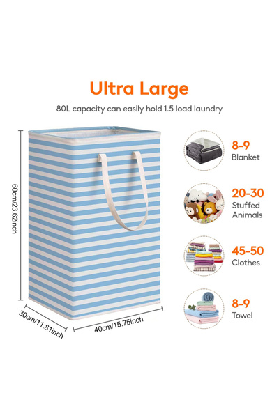 Choice1 Blue 75L 75L Large Collapsible Laundry Baskets with Handle Household ...