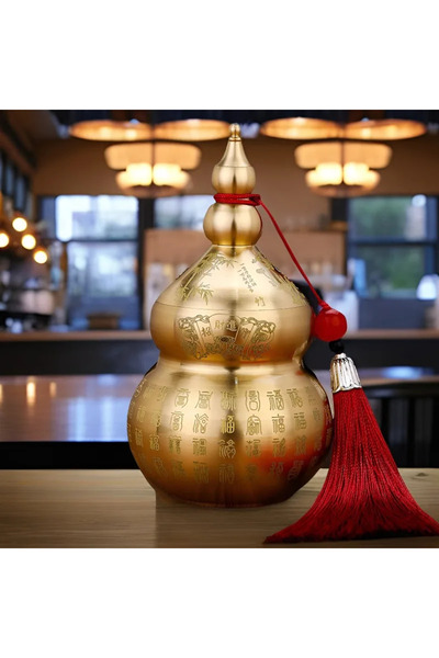 Choice Golden G5288A Gourd Ornament: Open-Top Chinese-Style Brass Feng Shui G...
