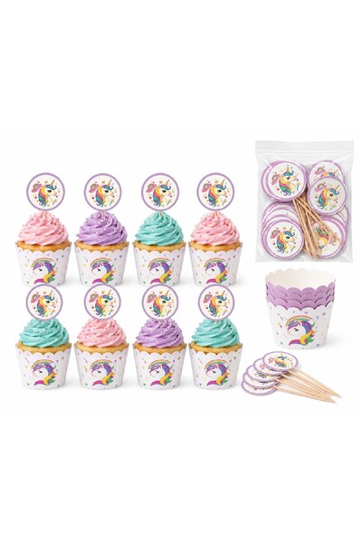 Bkmc Σετ 8 τεμαχίων διακοσμητικών για cupcakes μονόκερου |   8 Φόρμες για καπ...