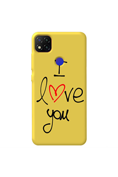Other Xiaomi Redmi 9c i love you Yellow Colored Silicone TPU Θήκη
