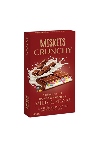 Miskets Renkli Çıtır Pirinç Patlaklı Sütlü Tablet Çikolata 180 gr