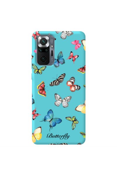 Other Xiaomi Redmi Note 10 Pro 4G Mixed Butterflys Turquoise Colored Silicone...