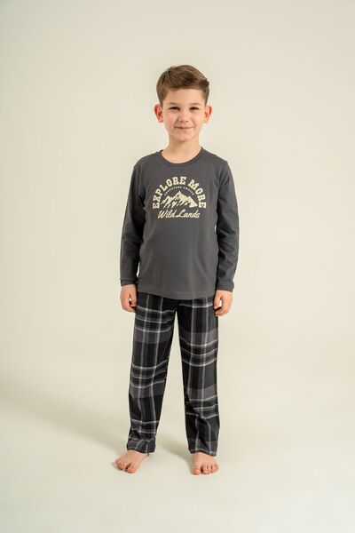 Arnetta Baba Oğul Explore More Gray Long Sleeve Pajama Set Ar3826-A-V1