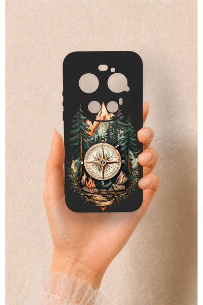 Vip Case Xiaomi Mi 17 Ultra Uyumlu Pusula Orman Desenli Silikon Kılıf