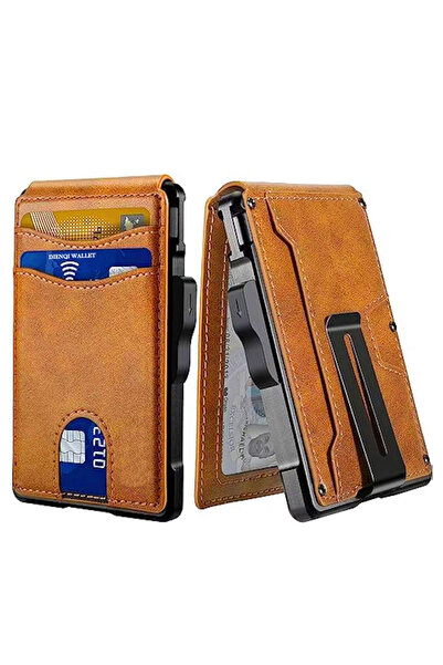 Choice1 Brown Minimalist Wallet EDC Tactical Slim PU Leather Holder RFID Bloc...