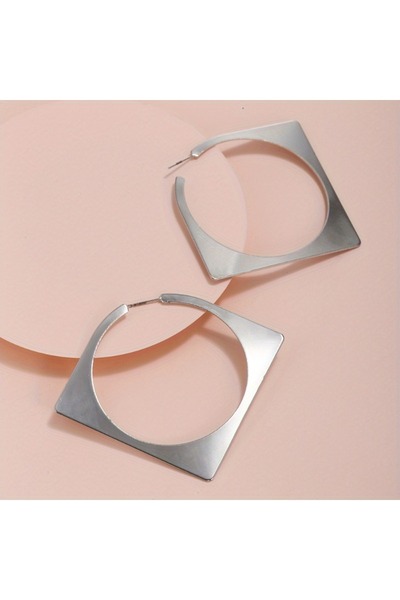 Choice WF5470-1 Large Silver Clip on Hoop Earrings for Women Geometric Fashio...