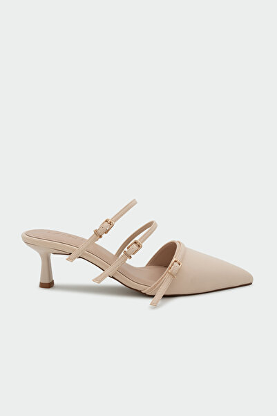 LAMİNTA Lunax Buckle Women's Leather Heeled Slippers