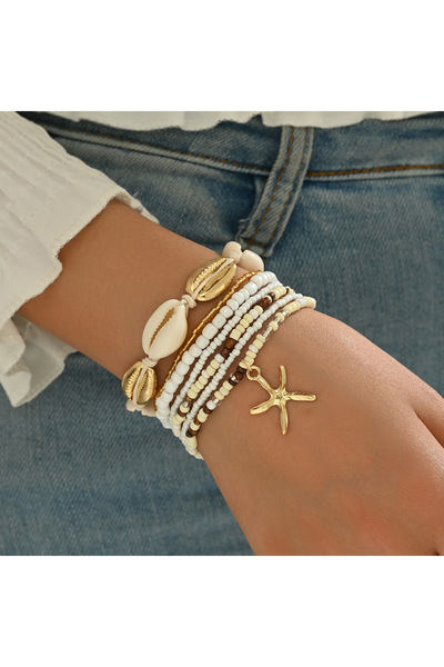 Choice BG0507 7Pcs/Set Bohemian Shell Beaded Woven Bracelet Starfish Rice Bea...