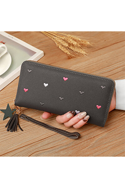 Choice1 Grey Women Long Wallets Purses Luxury Love Heart Wallets for Ladies G...