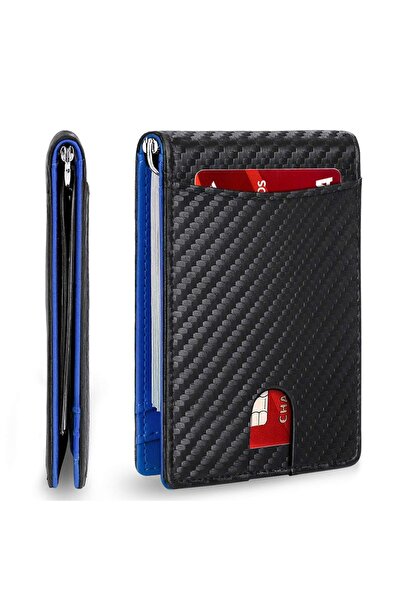 Choice Black Blue Synthetic Leather Slim Smart Wallet for Men Holder Money Cl...