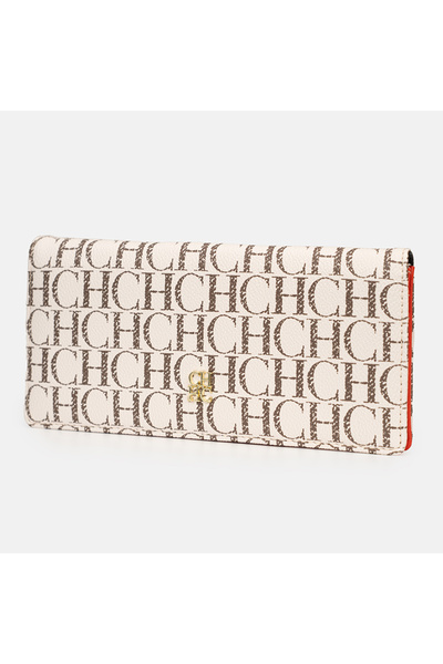 Choice6 محفظة طويلة CA13-C1-BEIGE CH بتصميم مونوغرام مع لمسة شعار ذهبي، متعدد...