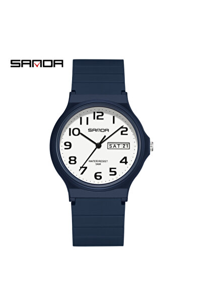 Choice3 ساعة كوارتز SANDA 9072 زرقاء عميقة مع تقويم، خفيفة الوزن، تصميم بسيط،...