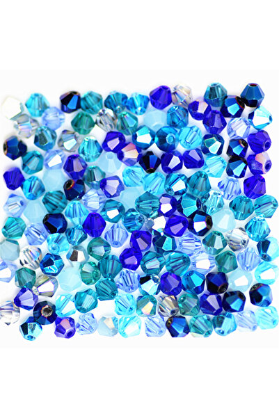Choice36 blue multi 4mm 100pcs Bicone Faceted Crystal beads Austria Glass Bea...