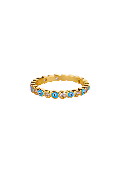 Choice1 JZ8264G-2 Zircon Evil Eye Rings For Women Gold Color Stainless Steel ...
