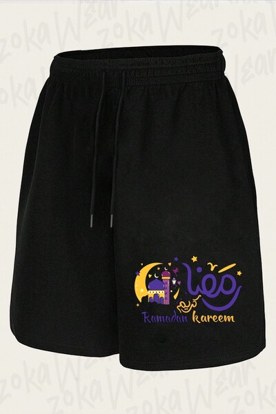 ZOKAWEAR شورت مطبوع بتصميم رمضان مبارك كريم للجنسين