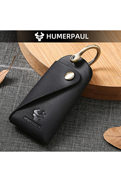 Choice3 black HUMERPAUL Crazy Horse Leather Keychain Men Women Key Organizer ...
