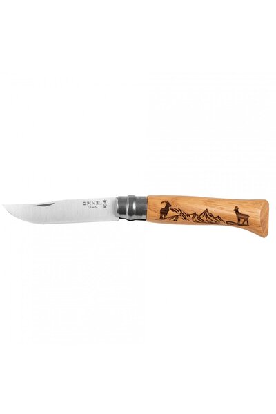 OEM Cutit, Opinel 8, inox, stejar, Serie Animal - capra