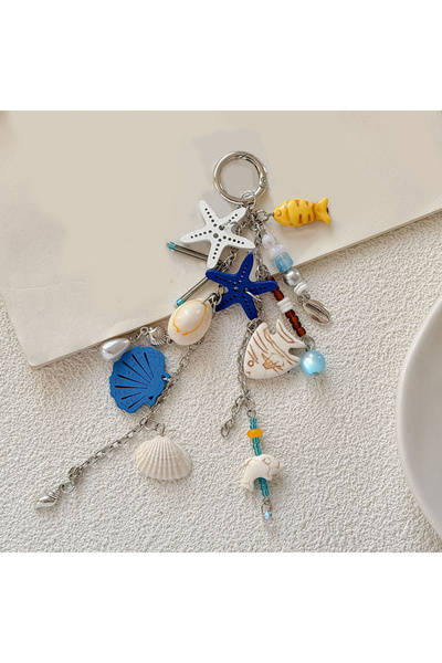 Choice blue Starfish Sea Star Keychain Ocean Series Trendy Bag Pendant Car Ch...