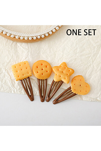 Choice ONE SET 1/4Pcs Cute Biscuit Hairpin Creative Girls Simple Cookie Shape...