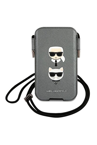 Karl Lagerfeld Saffiano Karl & Choupette Θήκη Τηλεφώνου για 6.1 ", Γκρι