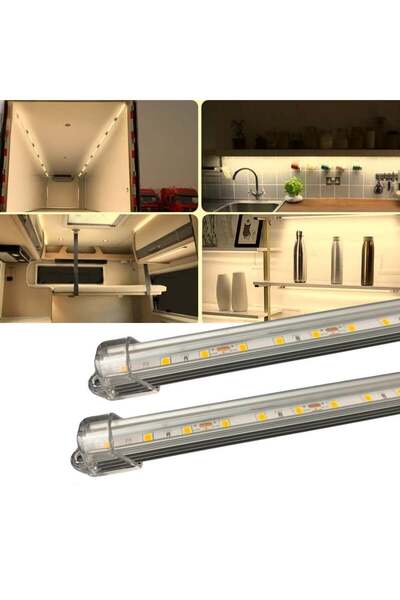 burul 2 Adet 50 Cm Gün Işığı Şeffaf Alüminyum Kasa Şerit Led Işık 12 Volt