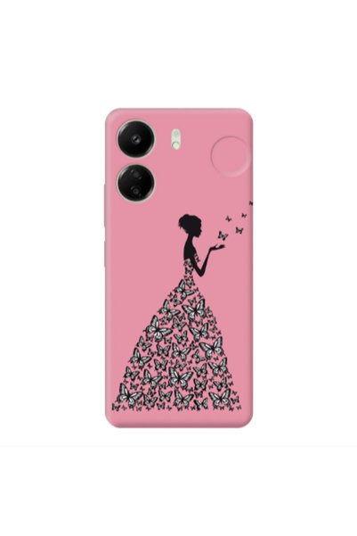 Other Xiaomi Redmi 13C Butterfly Girl Pink Colored Silicone TPU Θήκη