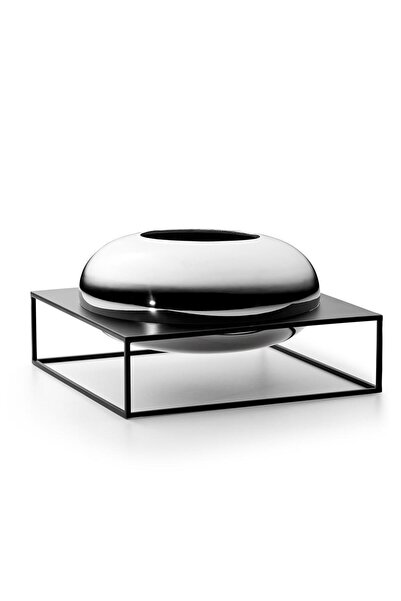 PHILIPPI Βάζο Με Βάση Solero XL 240027 30x30x15εκ. Ασημί-Μαύρο