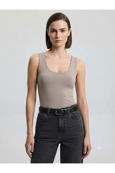 Butik Taş Rengi Kalın Askılı Body