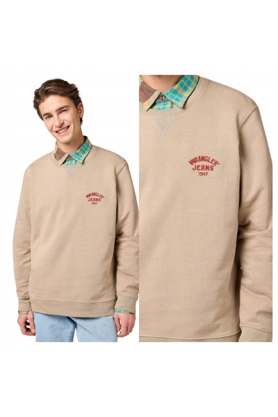 WRANGLER Hanorac Barbati, Wrangler, Small Logo Crew, L INTL, Bej, Regular Fit...