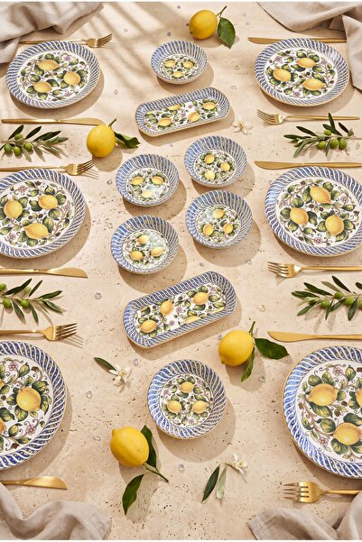 ers erbaşlar Lemon Flower 14 Piece Luxury Breakfast Set for 6 People Breakfast Set