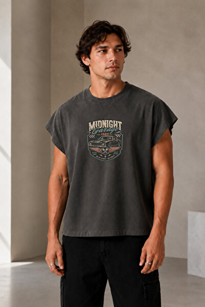 Velostra تي شيرت كبير الحجم مطبوع عليه Midnight Vintage للاستخدام اليومي وملا...