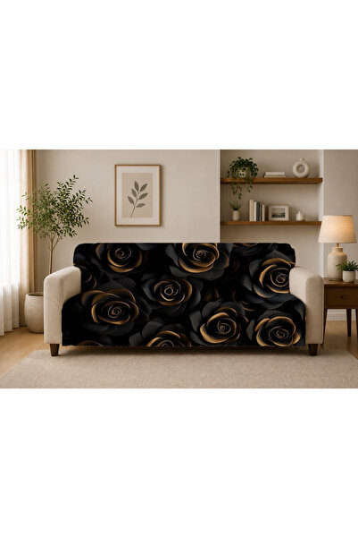 Şen Dekorasyon Black Gold Roses Seat Cover