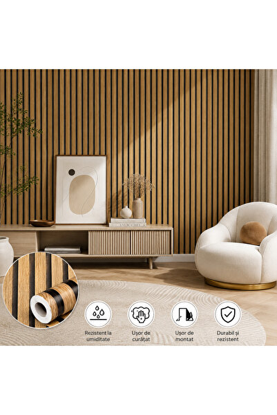 EMATTEIRO 3D Самозалепващ се тапет, Миещ се, Водоустойчив, Кафяв/Бежов, 45см ...