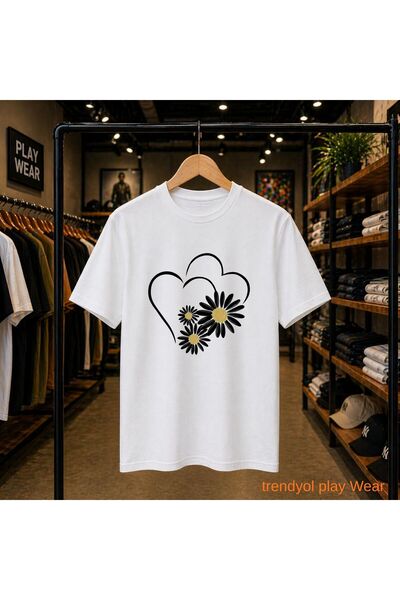 playwear Μπλουζάκι Papatya Double Heart Printed 100% βαμβακερό, oversized, με...