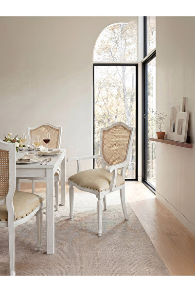 Gazzini Furniture Kupa Kolçaklı Hazeranlı Ahşap Sandalye